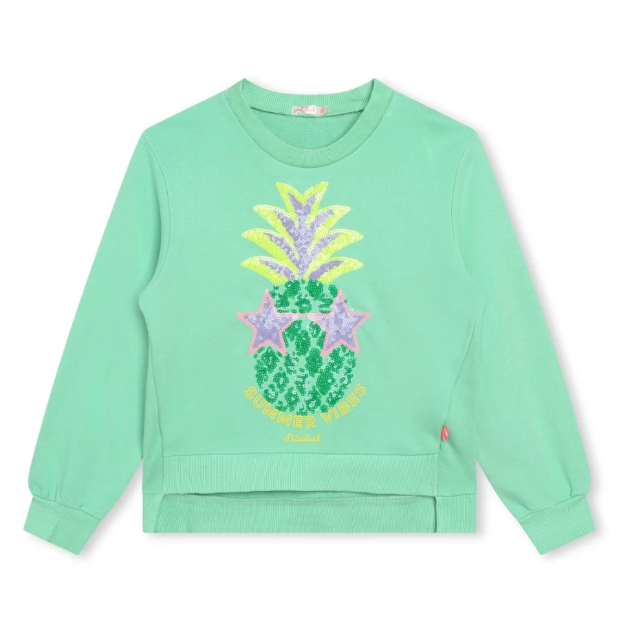 BILLIEBLUSH Girls' Green Fleece Sweatshirt - Cozy Pullover for Kids