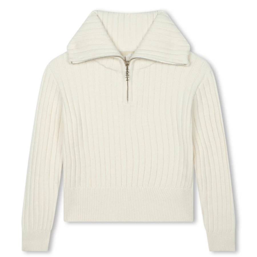 MICHAEL KORS Girls Cream Knitted Jumper Sweater for Winter Comfort