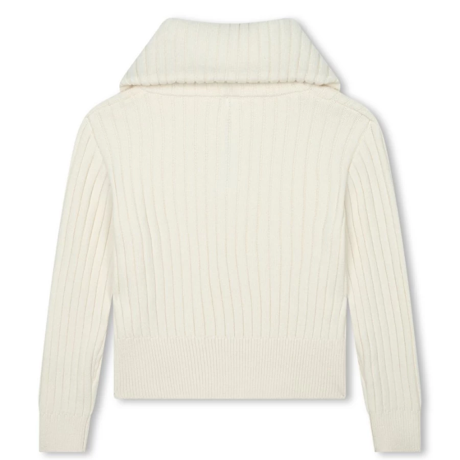 MICHAEL KORS Girls Cream Knitted Jumper Sweater for Winter Comfort