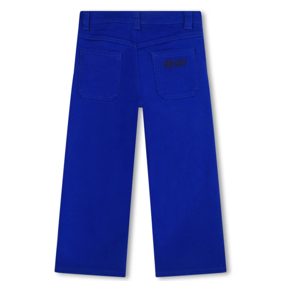KENZO KIDS Girl's Blue Embroidered Cotton Trousers for Girls