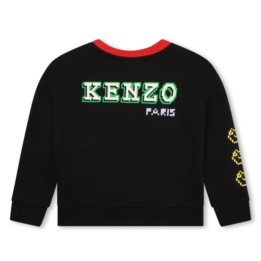 KENZO KIDS Girls Slate Blue Sweatshirt With Motifs - Stylish Casual Pullover for Girls