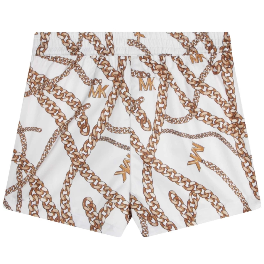 MICHAEL KORS Girls' Printed Twill Shorts in White & Yellow | Casual Summer Shorts