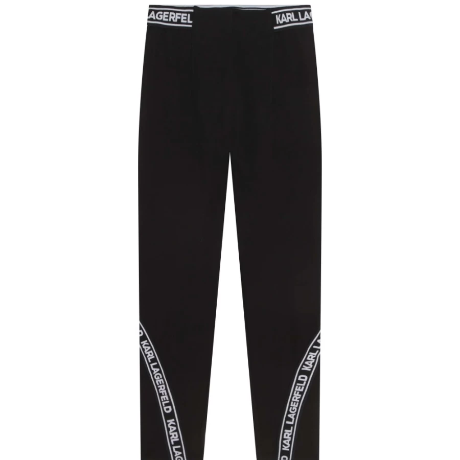 KARL LAGERFELD KIDS Black Contrast-Stripe Leggings for Girls