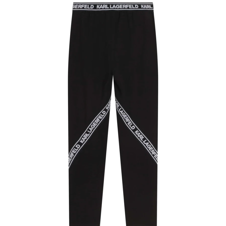 KARL LAGERFELD KIDS Black Contrast-Stripe Leggings for Girls