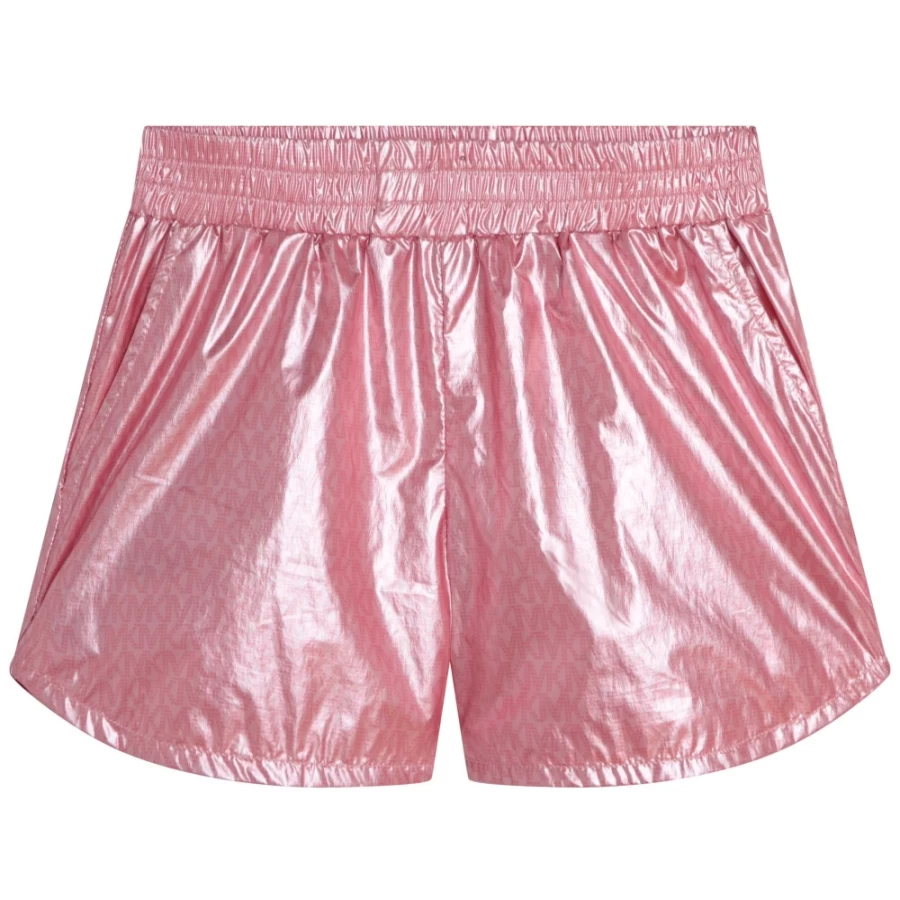 MICHAEL KORS Girls' Pink Washed Coated Canvas Shorts for Stylish Comfort
