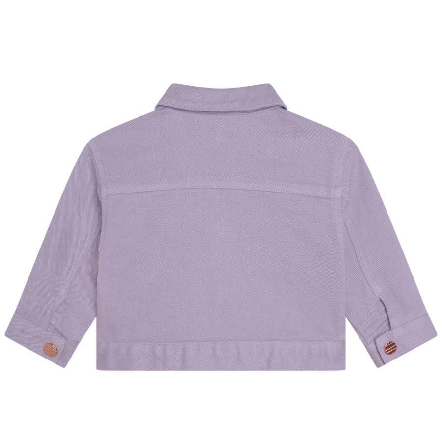 CARREMENT BEAU Lilac Embroidery Cotton Twill Jacket for Girls