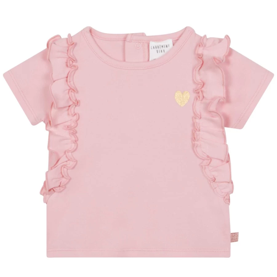 CARREMENT BEAU Pink Frilled T-Shirt for Girls
