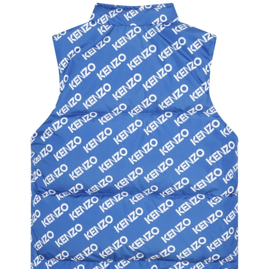 KENZO KIDS Girls Electric Blue Sleeveless Printed Puffer Jacket