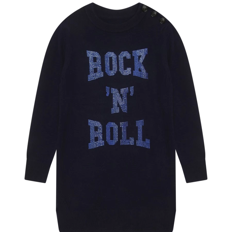 ZADIG & VOLTAIRE Navy Wool Cashmere Jumper Dress for Girls