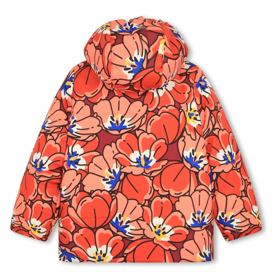 KENZO KIDS Girls' Peach Reversible Puffer Jacket - Warm Winter Coat for Kids