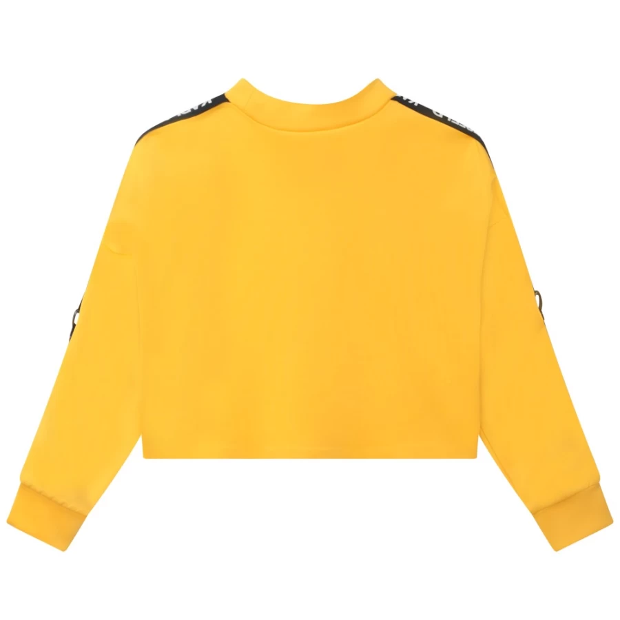 KARL LAGERFELD KIDS Girls' Yellow Sweatshirt with Stylish Trim - Cozy Pullover Hoodie