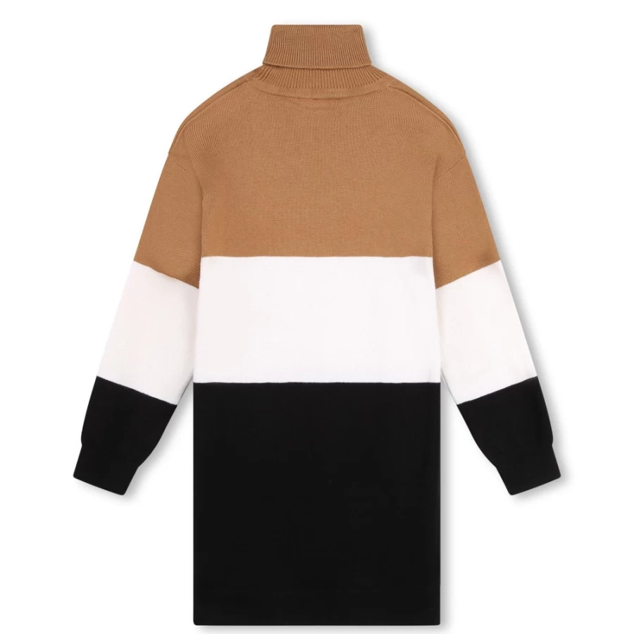 BOSS Girls' Cotton & Wool Blend Jumper Dress - Black Chocolate Brown