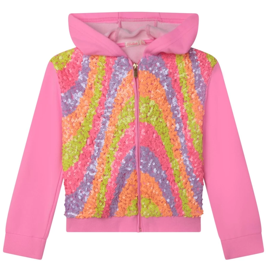 BILLIEBLUSH Pink Hooded Cardigan for Girls - Soft & Stylish