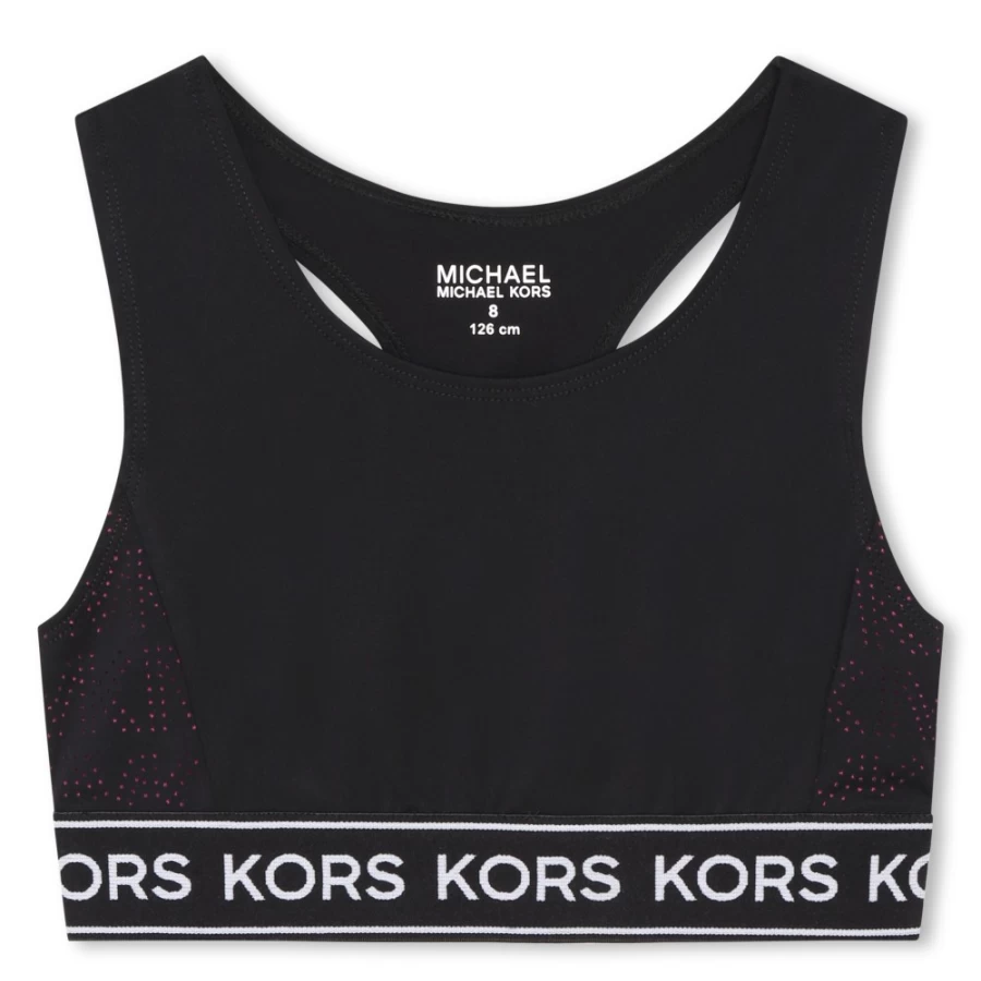 MICHAEL KORS Black Racerback Sports Bra for Girls - High Support Workout Top