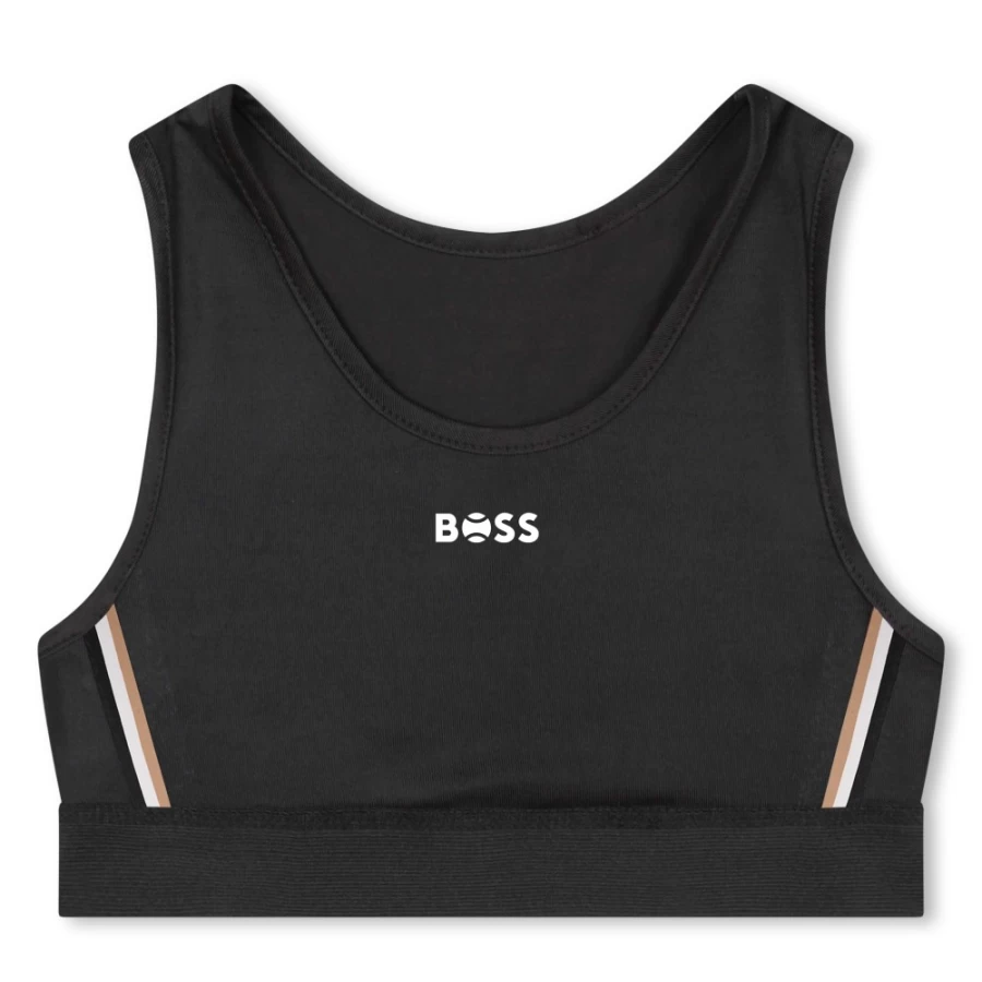 BOSS Women's Black Sports Bra - High Support Workout Top for Active Girls