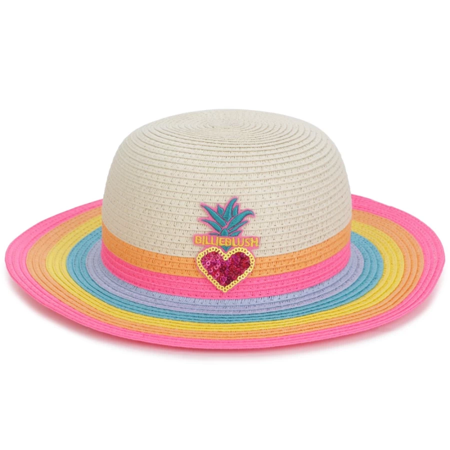 BILLIEBLUSH Striped Brim Hat for Girls - Multicoloured Fashion Sun Hat