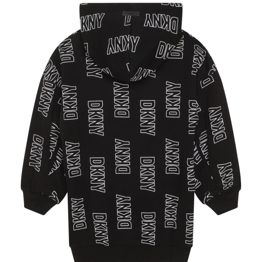DKNY Girls' Black & White Cotton Sweatshirt Dress