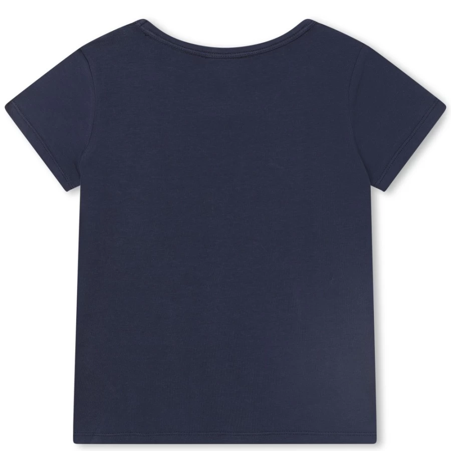 MICHAEL KORS Girls Navy Short-Sleeved Cotton T-Shirt for Casual Wear