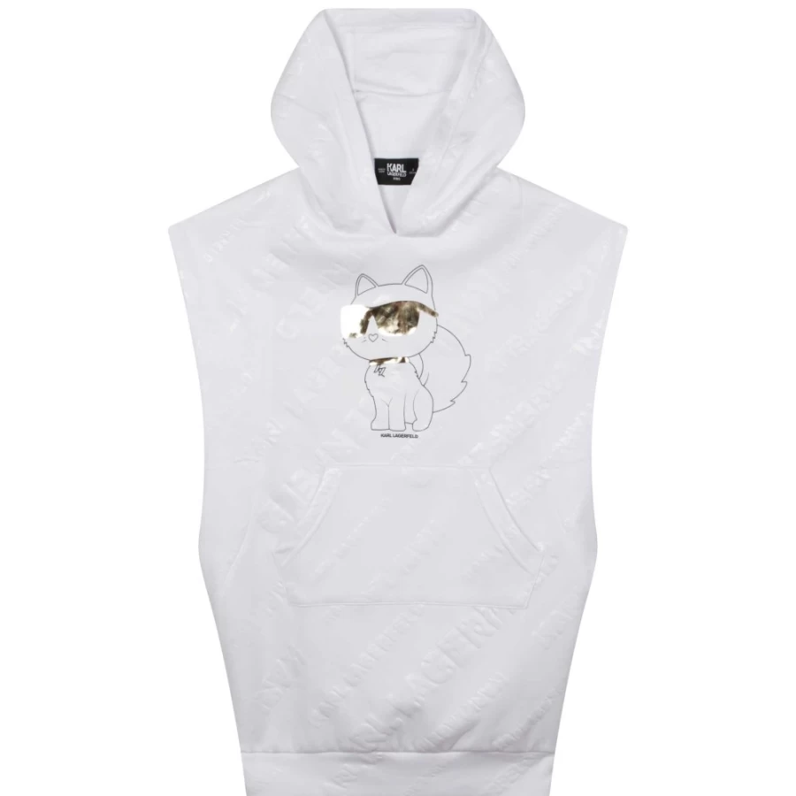 KARL LAGERFELD KIDS Girls' White Printed Sweatshirt Dress