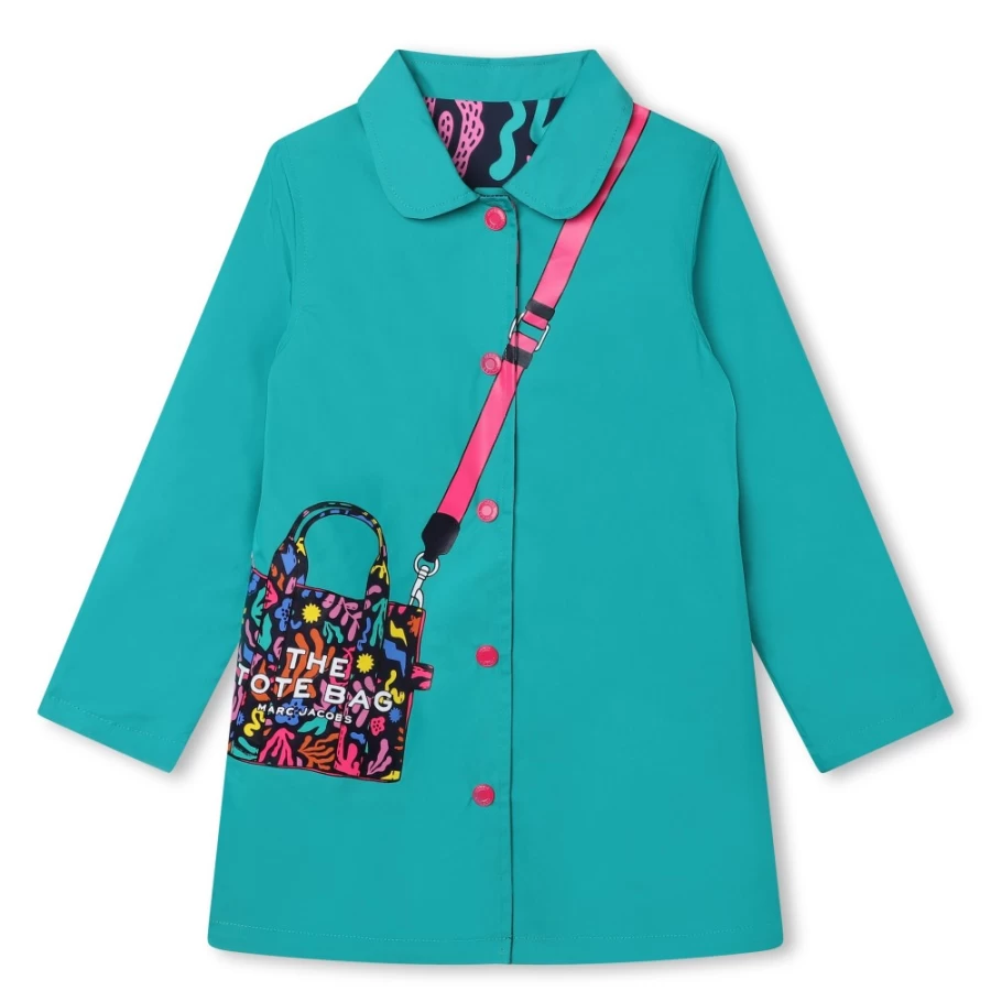 MARC JACOBS Reversible Green Printed Raincoat for Girls