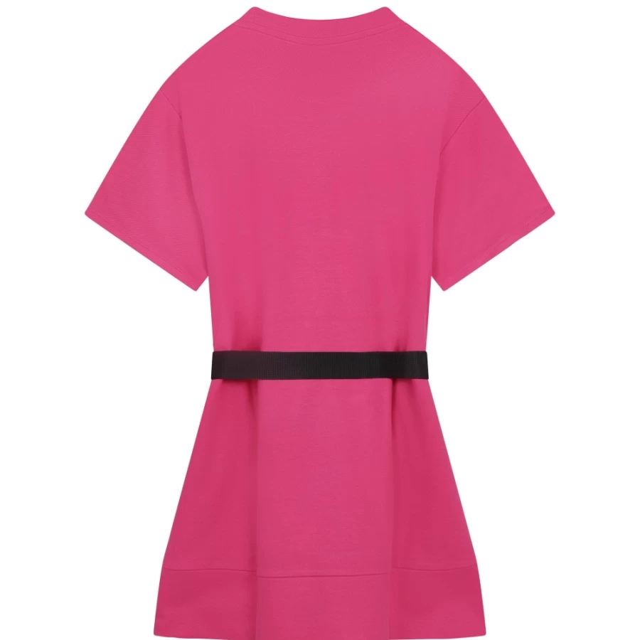 DKNY Girls Raspberry Short-Sleeved Belted Dress for Kids