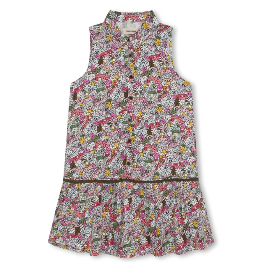 ZADIG & VOLTAIRE Girls Raspberry Floral Viscose Dress - Patterned Casual Wear