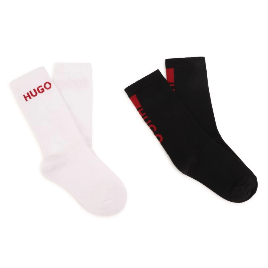 HUGO Girls' 2-Pack Black & White Socks