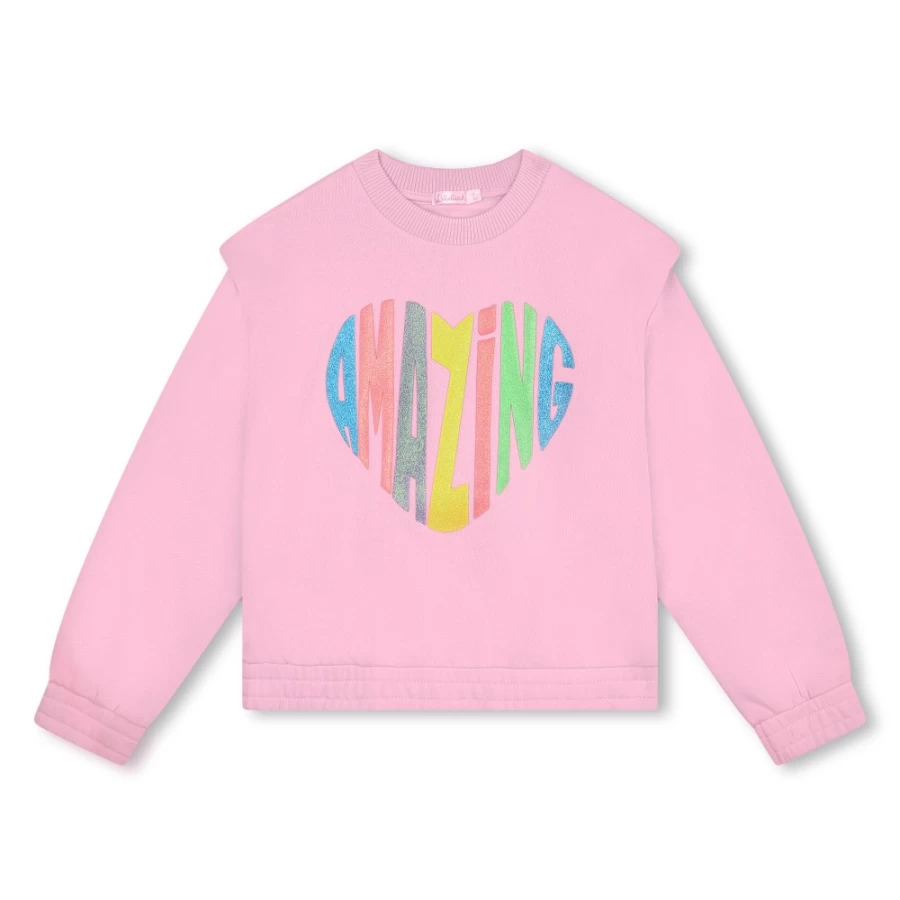 BILLIEBLUSH Pink Fleece Sweatshirt for Girls - Cozy & Stylish Pullover