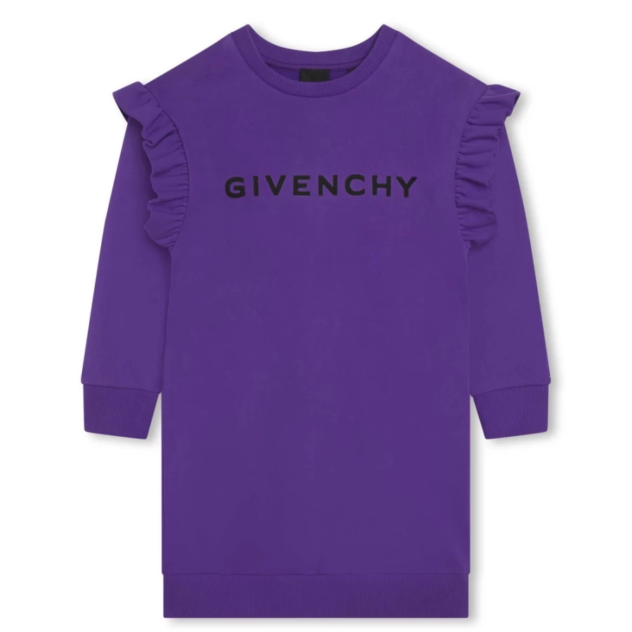 Givenchy Black Straight Fleece Dress for Girls - Warm & Stylish Winter Wear