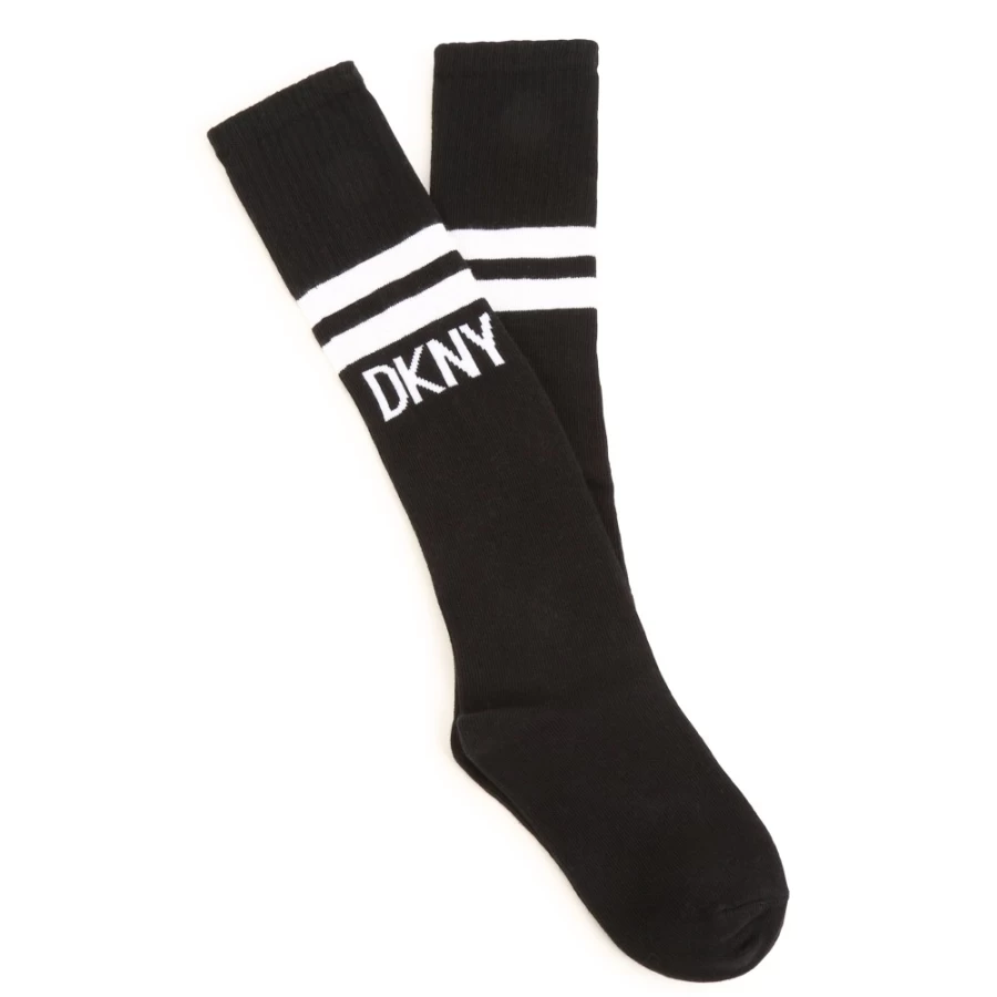 DKNY Black Long Socks With Logo for Girls