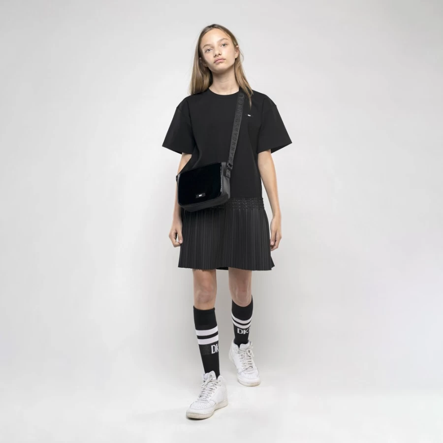 DKNY Black Long Socks With Logo for Girls