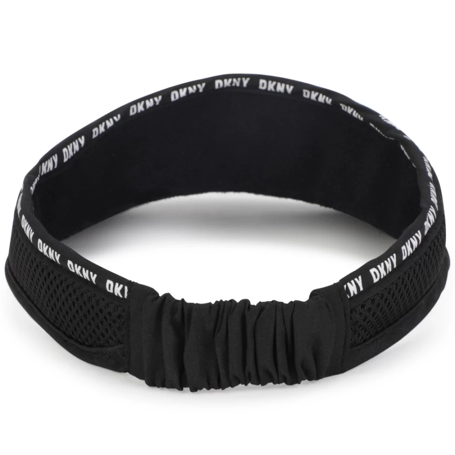 DKNY Black Elasticated Bi-Material Visor for Girls - Adjustable & Stylish Sun Protection