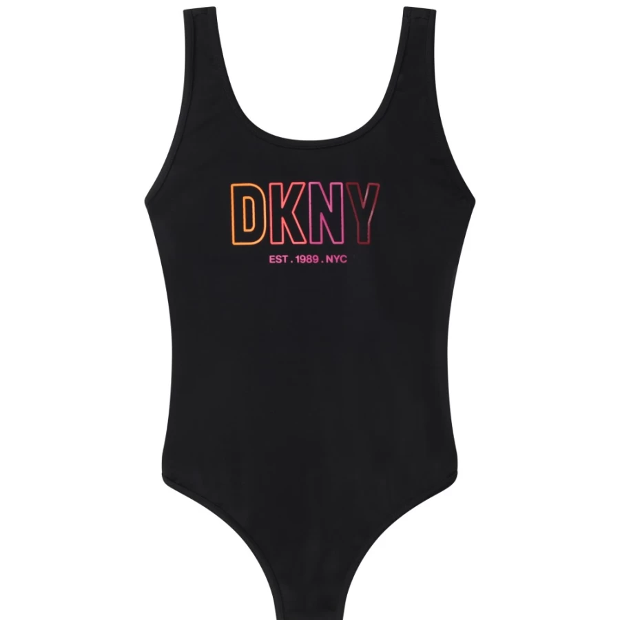DKNY Girls' Black One-Piece Swimsuit | Stylish Swimwear for Kids