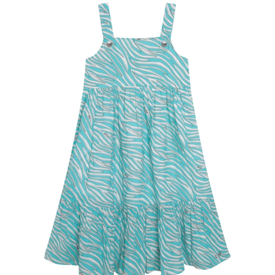 MICHAEL KORS Girl's Turquoise Long Cotton Voile Dress
