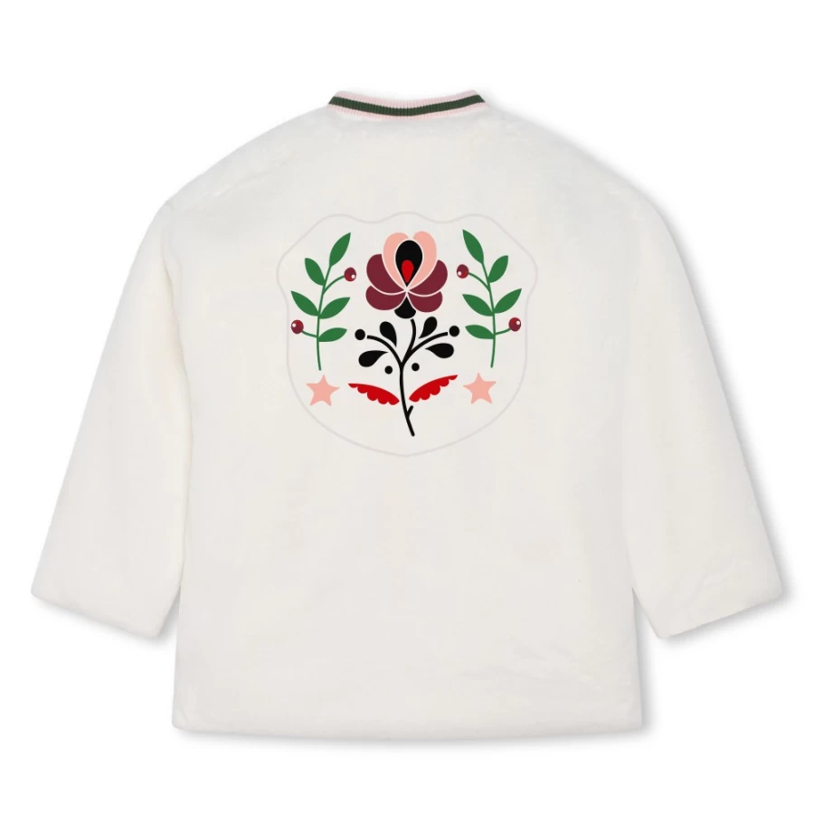 KENZO KIDS Girls Ivory Fluffy Fleece Coat - Warm Winter Jacket for Girls