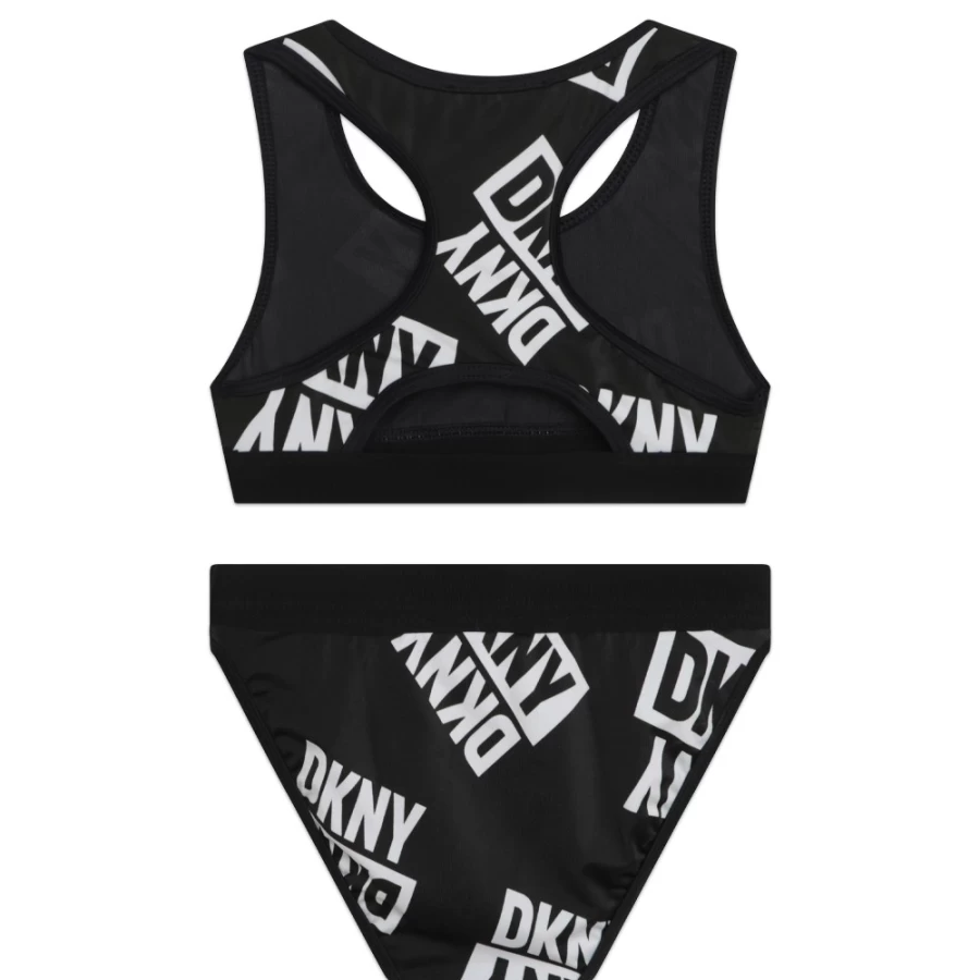DKNY Girls' Black & White Two-Piece Swimwear | Stylish Bikini Set for Teens