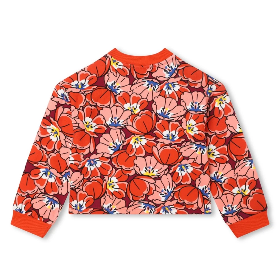 KENZO KIDS Girls Peach Floral Print Sweatshirt - Cute & Comfortable Pullover