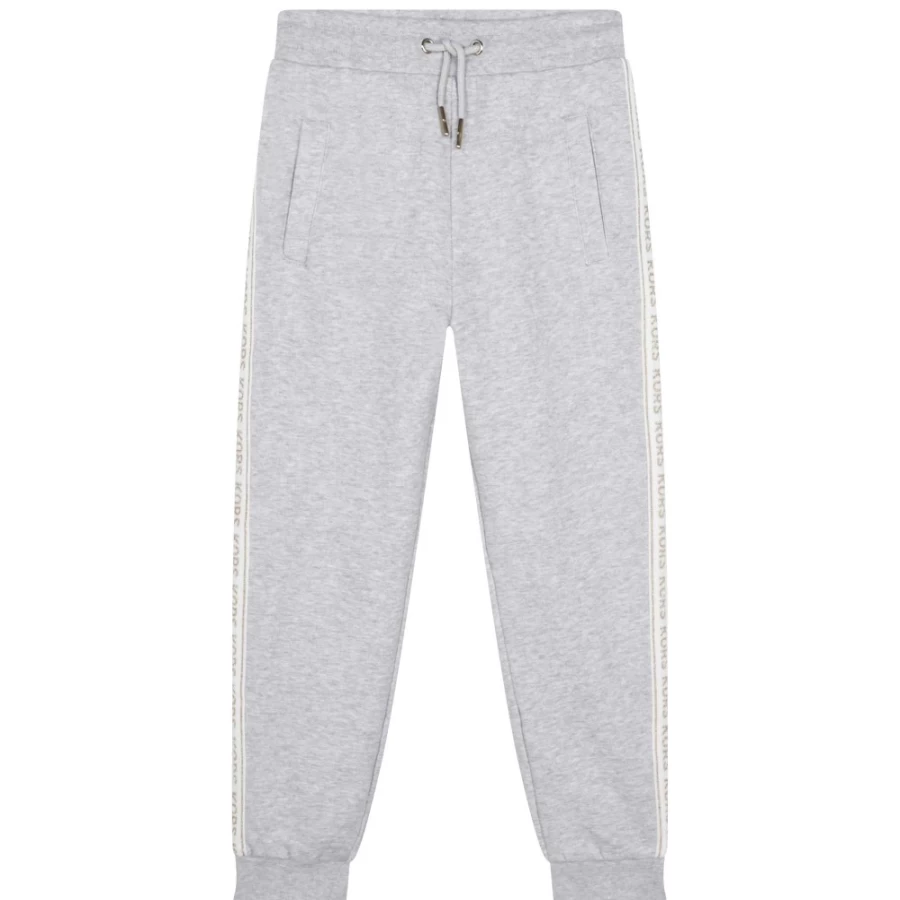 MICHAEL KORS Girl's Chine Grey Fleece Jogging Pants for Comfort & Style
