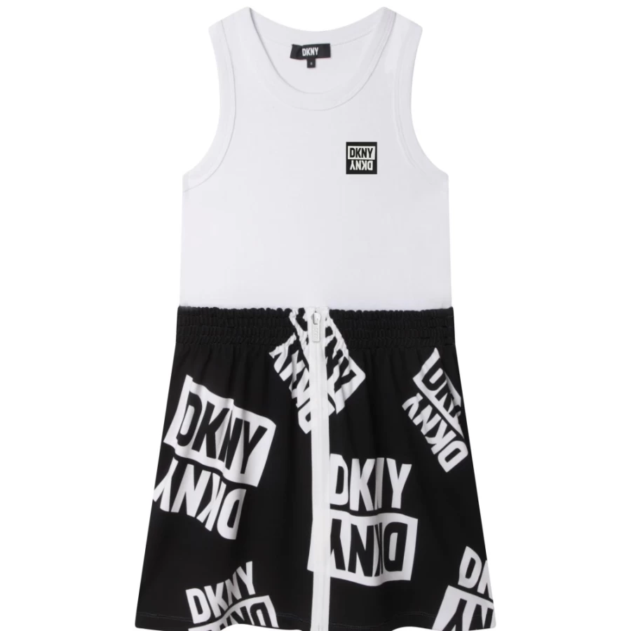 DKNY Girls' Black & White Two-Toned Sleeveless Dress
