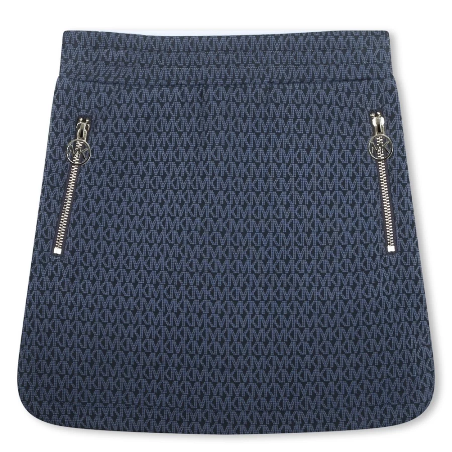 MICHAEL KORS Girls Navy Printed Skirt with Zip Pocket