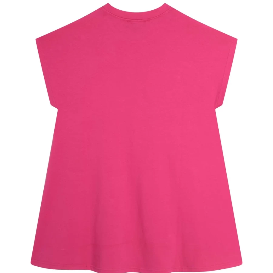 DKNY Girls' Raspberry Short-Sleeved Cotton Dress for Summer