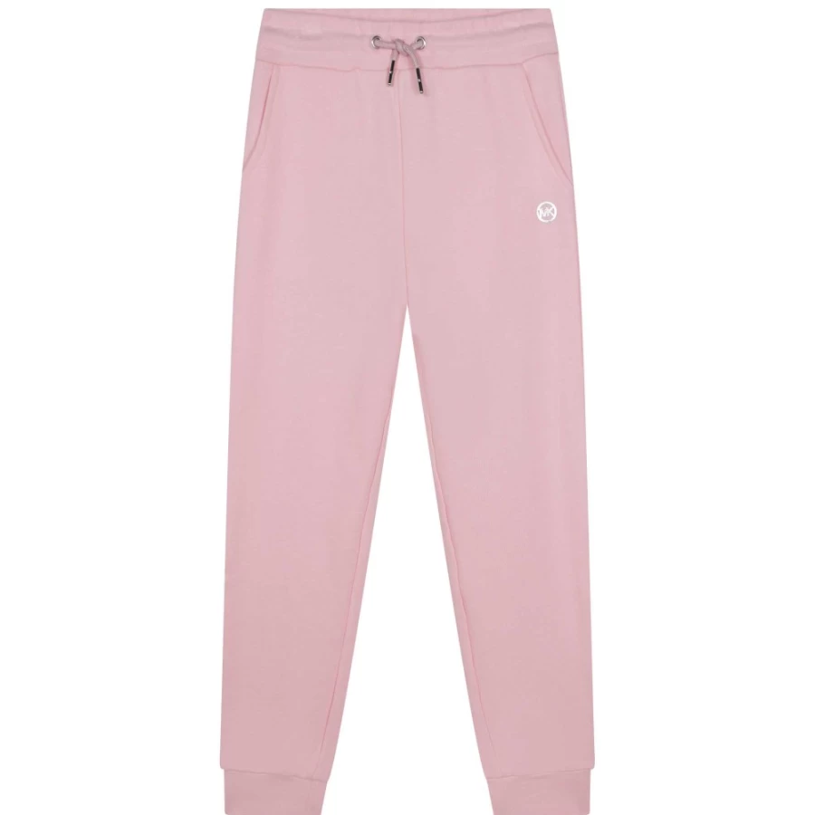 MICHAEL KORS Girls Pink Washed Fleece Jogging Pants for Comfort & Style
