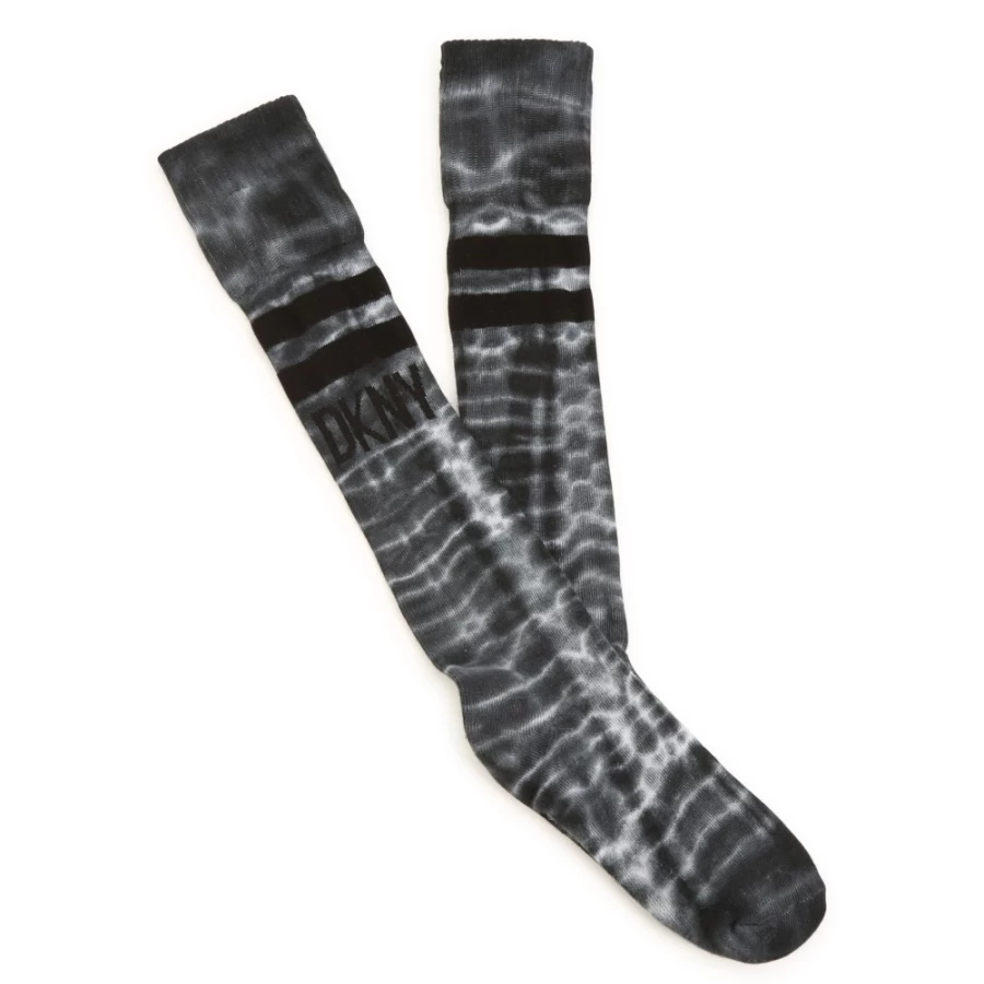 DKNY Girls' Cotton-Rich Socks - Black & White Comfortable Crew Socks for Everyday Wear