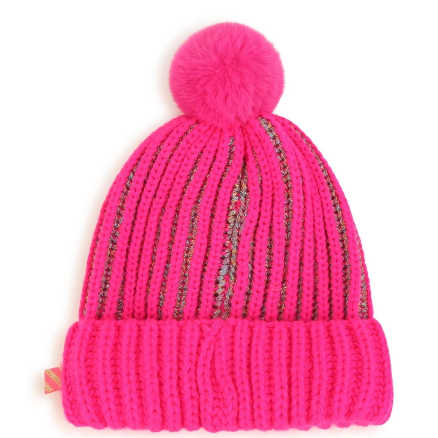 BILLIEBLUSH Striped Beanie With Hearts for Girls - Malabar Fluorescent Knit Hat