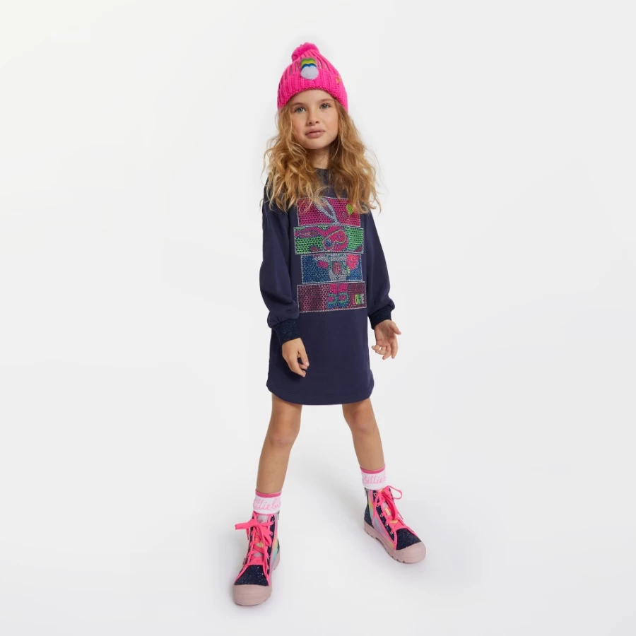 BILLIEBLUSH Striped Beanie With Hearts for Girls - Malabar Fluorescent Knit Hat
