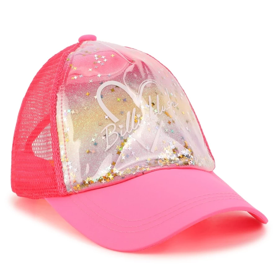 BILLIEBLUSH Pink Dual-Fabric Printed Cap for Girls