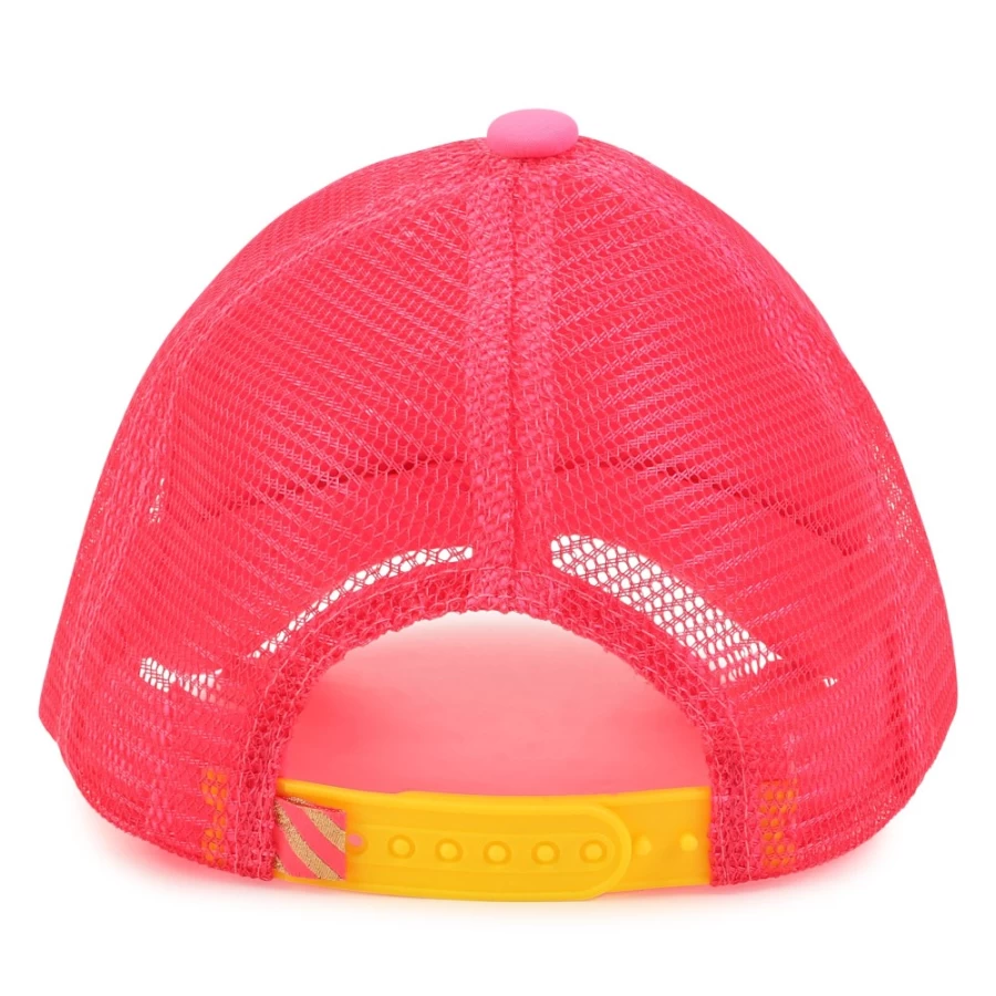 BILLIEBLUSH Pink Dual-Fabric Printed Cap for Girls