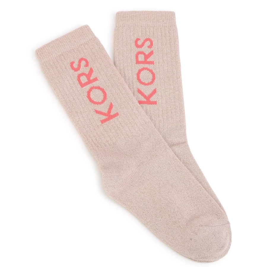 MICHAEL KORS Girls' Salmon Metallic Knit Socks - Fashionable & Comfortable Footwear