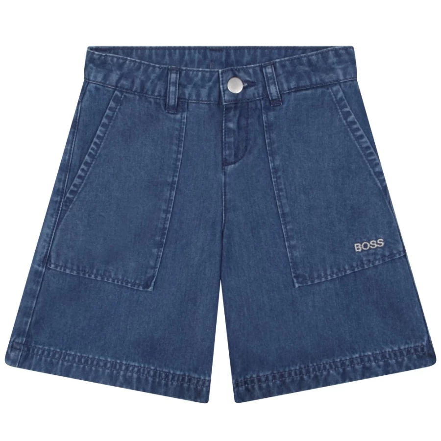 BOSS Girls' Stone Washed Denim Shorts for Kids - Stylish & Comfortable