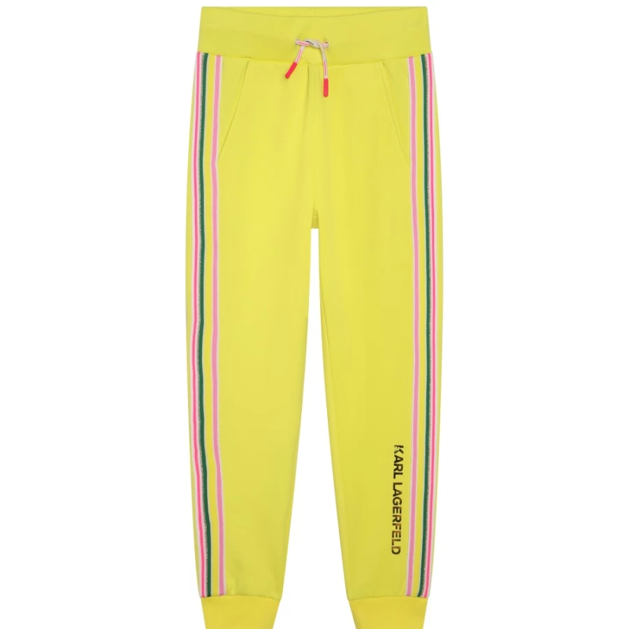 KARL LAGERFELD KIDS Girls' Lemon Striped Jogging Pants - Comfortable Casual Bottoms